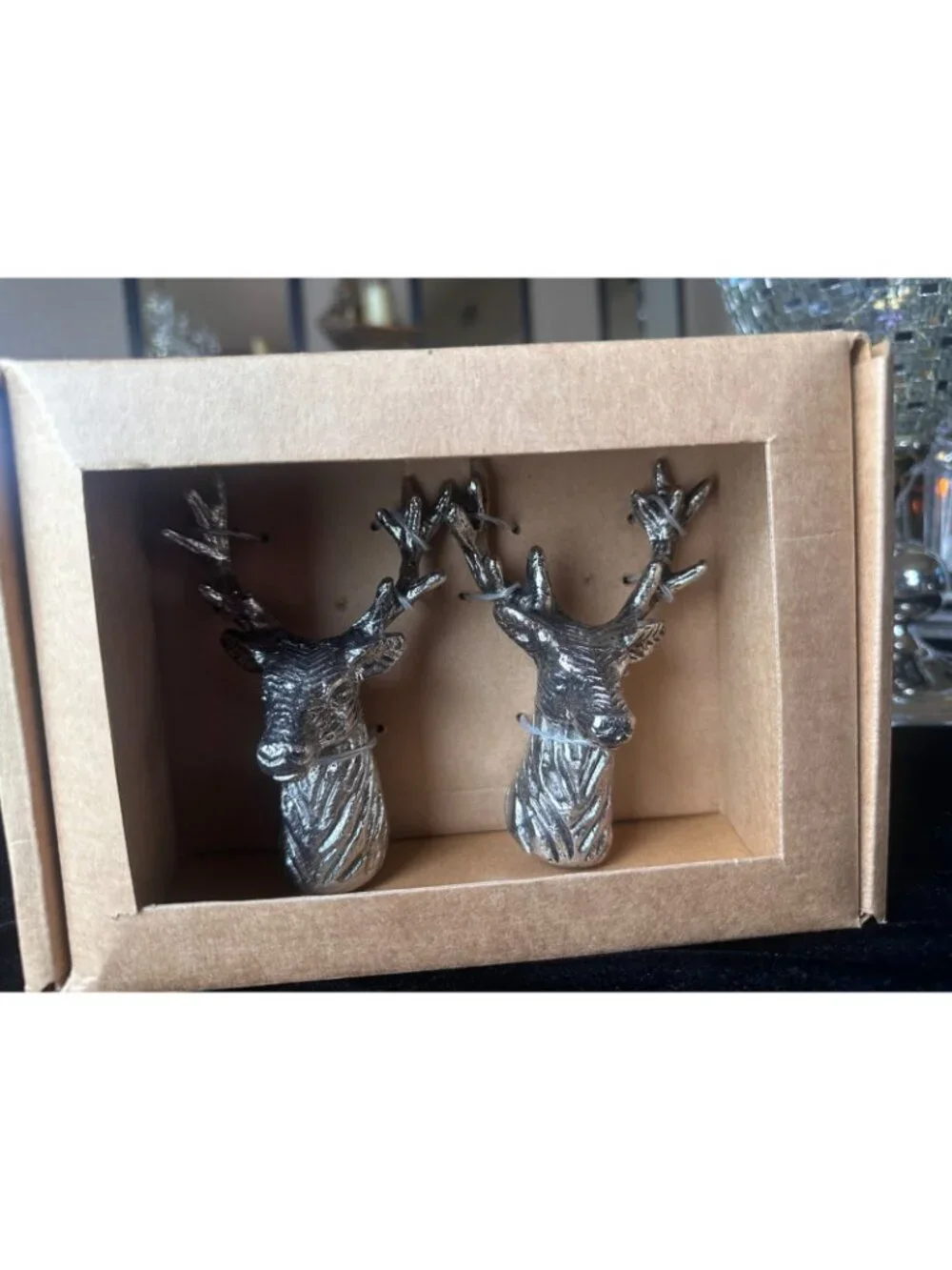 Metal Woodland Reindeer Salt Pepper Shakers Stag Deer Christmas Rustic Lodge